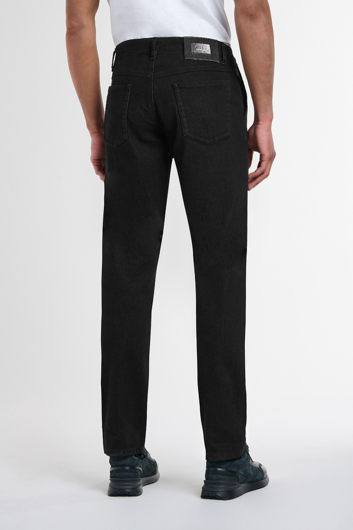 Black cotton trousers, slim fit