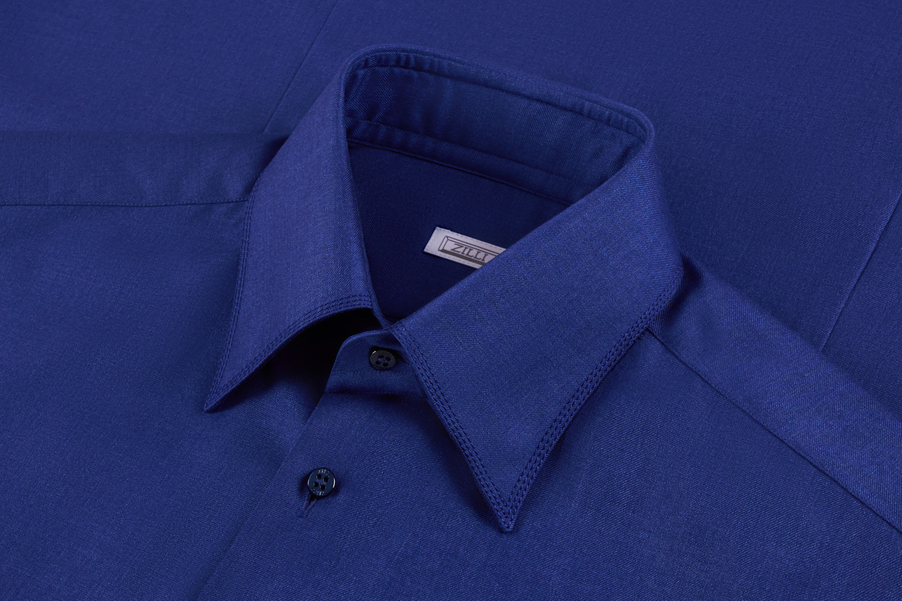 Royal blue shirt, triple stitching