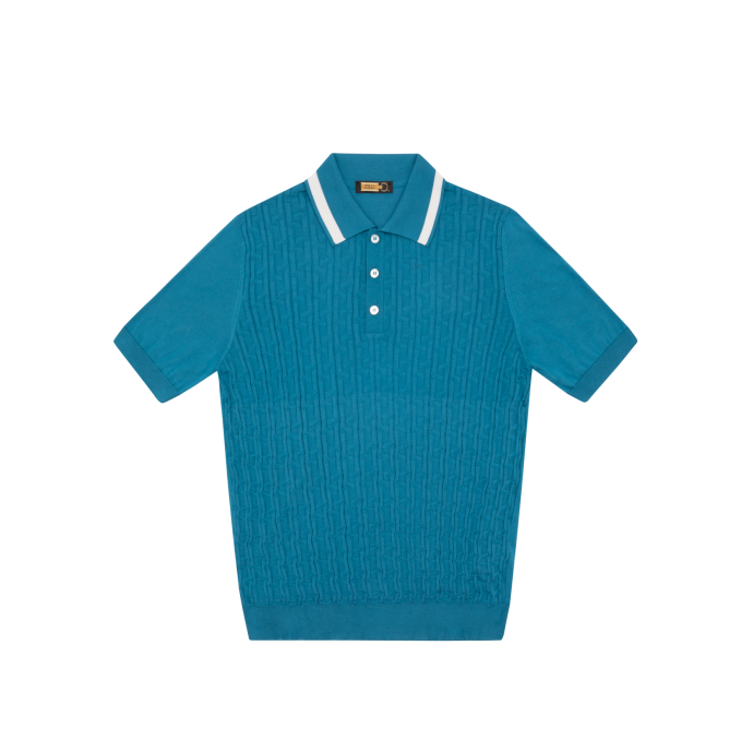 White and blue buttoned polo shirt