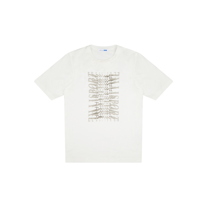 Ecru cotton printed T-shirt