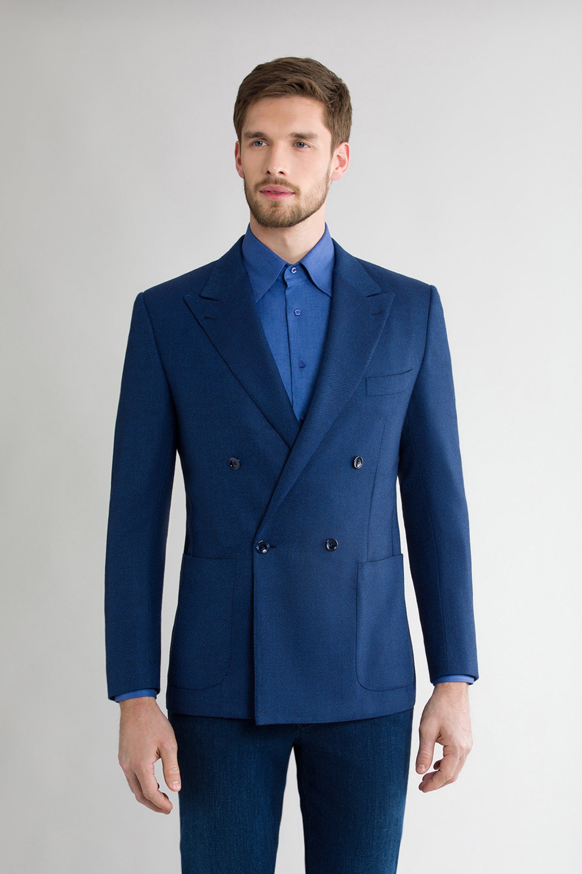 Blue double-breasted blazer