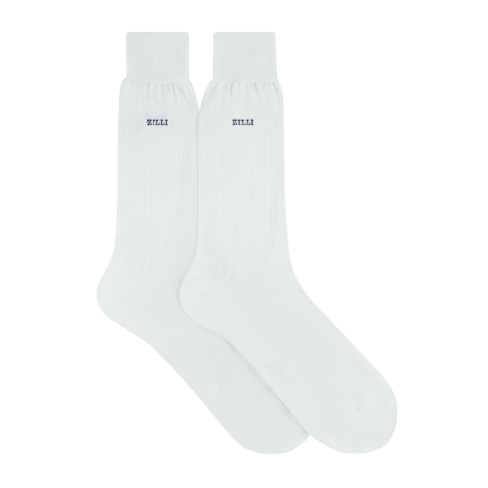 White ribbed mid-calf socks
