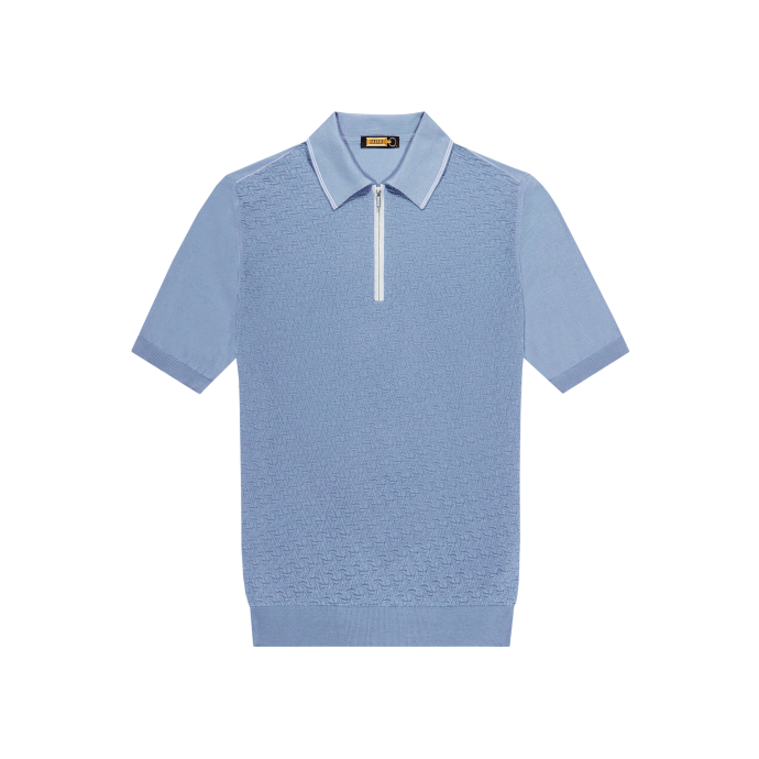 Sky blue zipped polo shirt