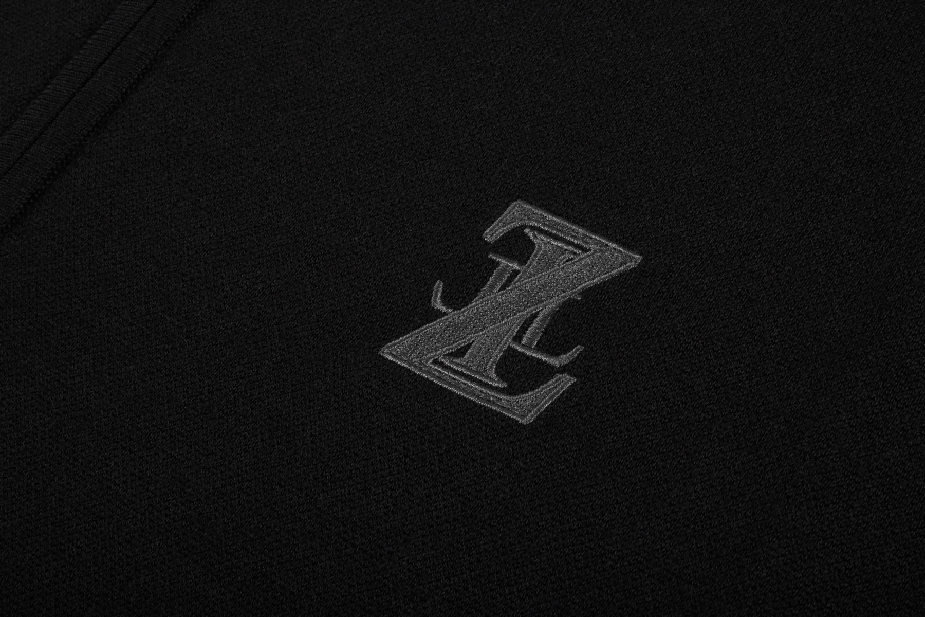 Black zipped polo shirt, ZILLI embroidery