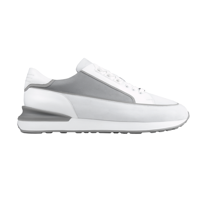 White and grey sneakers in calfskin, soft nubuck calfskin rubber